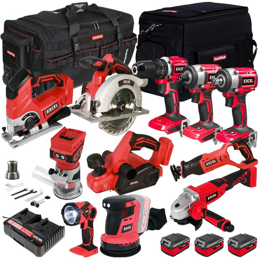 Excel 18V 11 Piece Combo Kit with 3 x 4.0Ah Batteries & Charger EXLKIT-16297