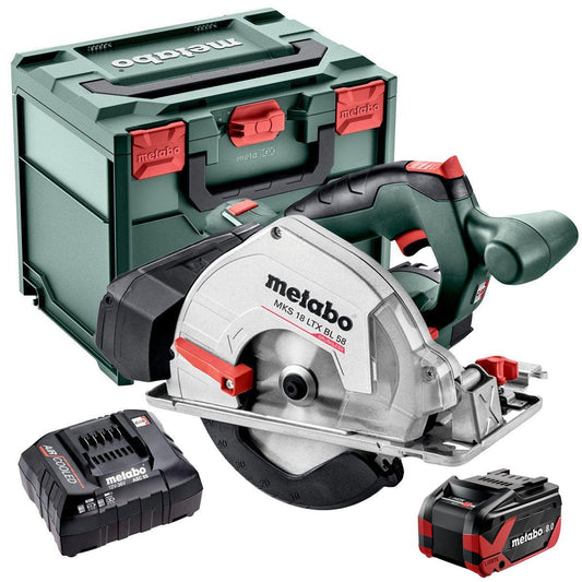 Metabo MKS 18 LTX BL 58 18V Brushless 165mm Circular Saw with 1 x 8.0Ah Battery Charger & Metabox