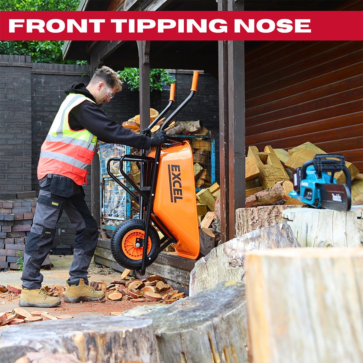 Excel Heavy Duty  Wheelbarrow with Galvanized Steel Tray