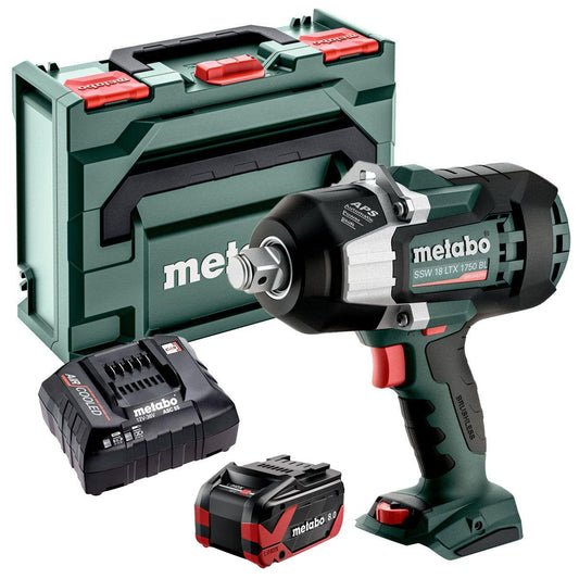 Metabo SSW 18 LTX 1750 BL 18V Brushless 3/4" Impact Wrench with 1 x 8.0Ah Battery Charger & Metabox