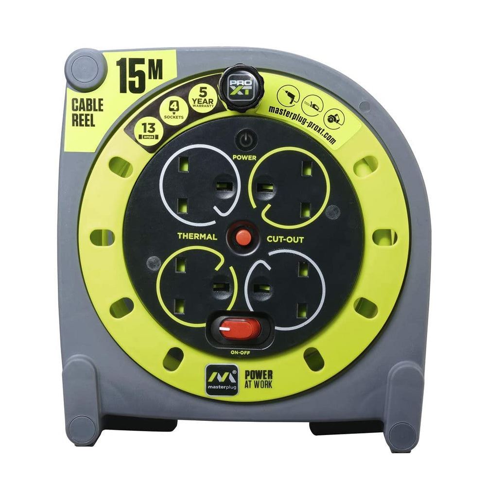 Masterplug PRO-XT Case Cable Reel 13A 4-Socket 15M 240V HMU15134SL-PX