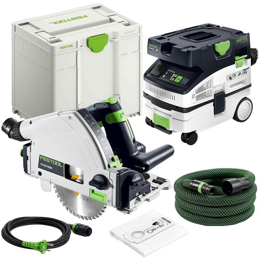 Festool TS 55 FEBQ-Plus 230V GB 160mm Circular Plunge-Cut Saw - 576706 With Mobile Dust Extractor 578315