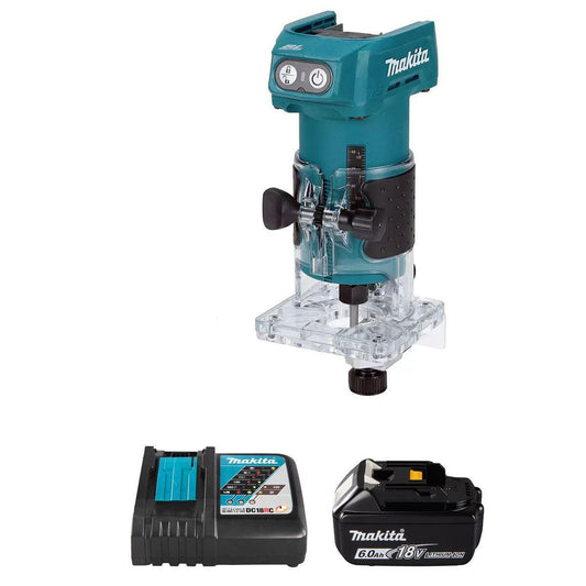 Makita DRT52Z 18V LXT Brushless 1/4" Router Trimmer with 1 x 6.0Ah Battery & Charger