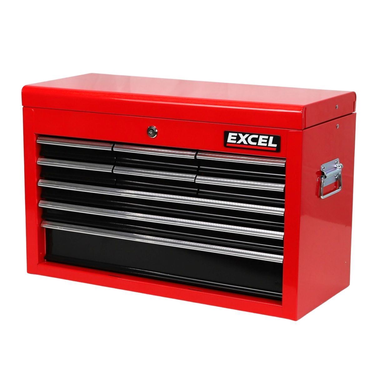 Excel 9 Drawers Portable Tool Chest Cabinet with Ball Bearing Slides Black and Red