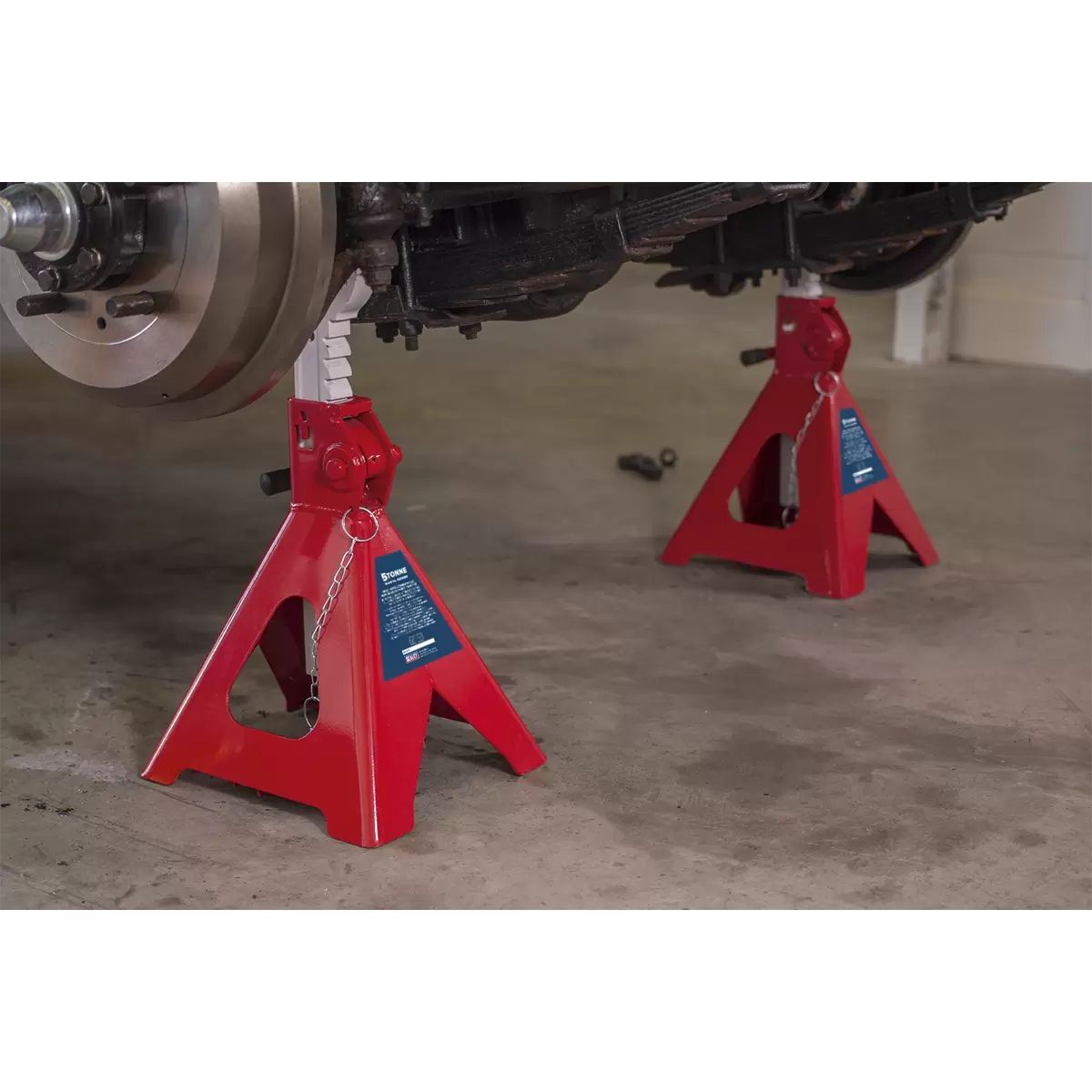 Sealey AAS5000 Auto Rise Ratchet Axle Stands 5 Tonne Capacity per Stand