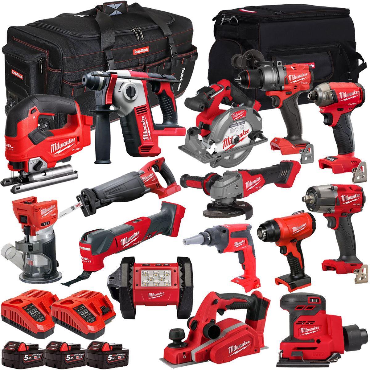 Milwaukee 18V 15 Piece Combo Kit with 3 x 5.0Ah Battery & Charger T4TKIT-32218