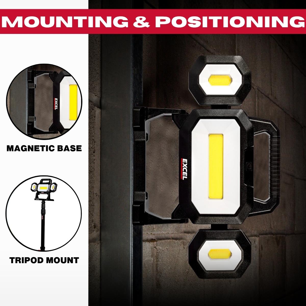 Excel 18V LED Work Light 5000 Lumens with Dewalt 1 x 4.0Ah Battery & Charger