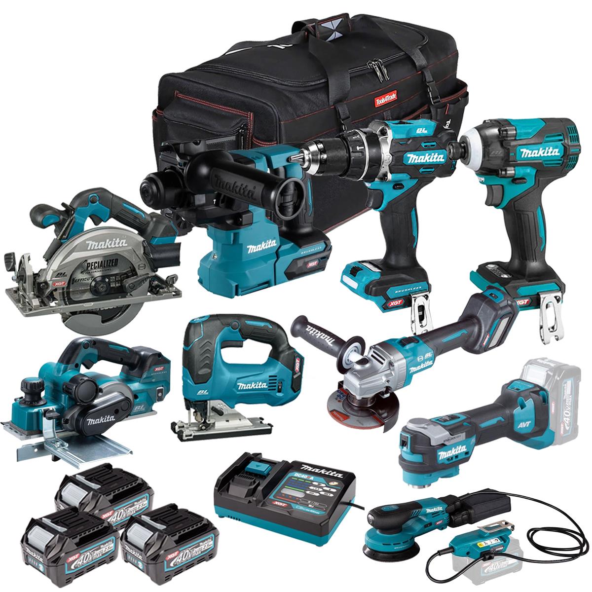 Makita 40V 9 Piece Combo Kit with 3 x 2.5Ah Batteries & Charger T4TKIT-7711
