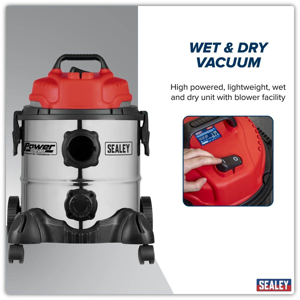 Sealey PC200SD Wet and Dry 20L Vacuum Cleaner 230V/1250W