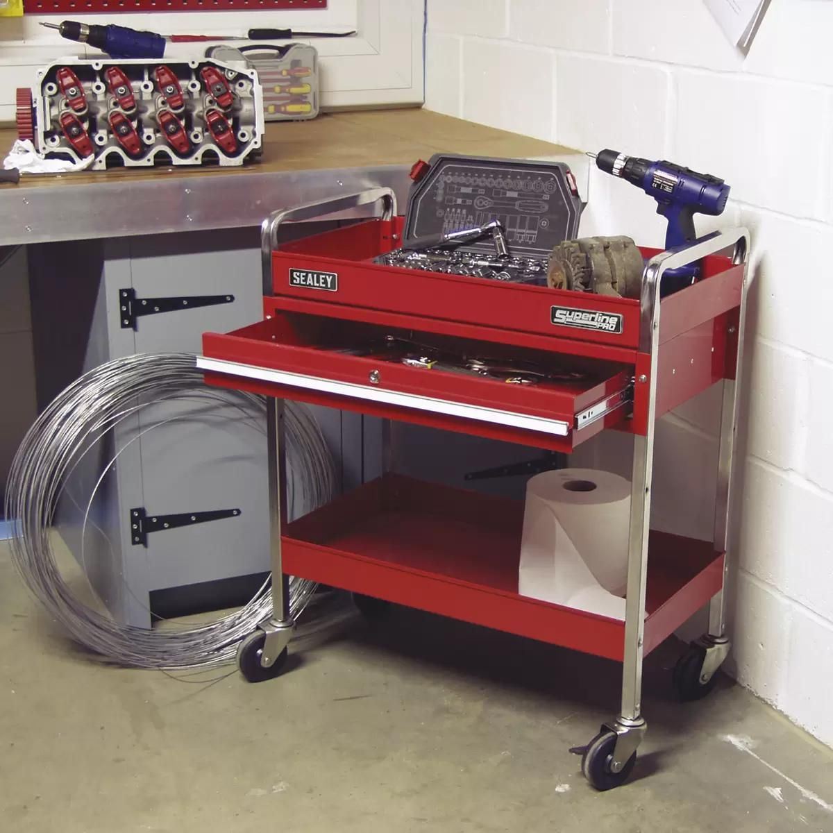 Sealey CX101D 2-Level Heavy-Duty Trolley with Lockable Drawer