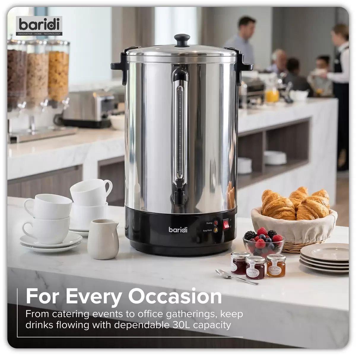 Sealey DH388 Baridi Hot Water Boiler, Tea Urn 30L Capacity Stainless Steel 240V