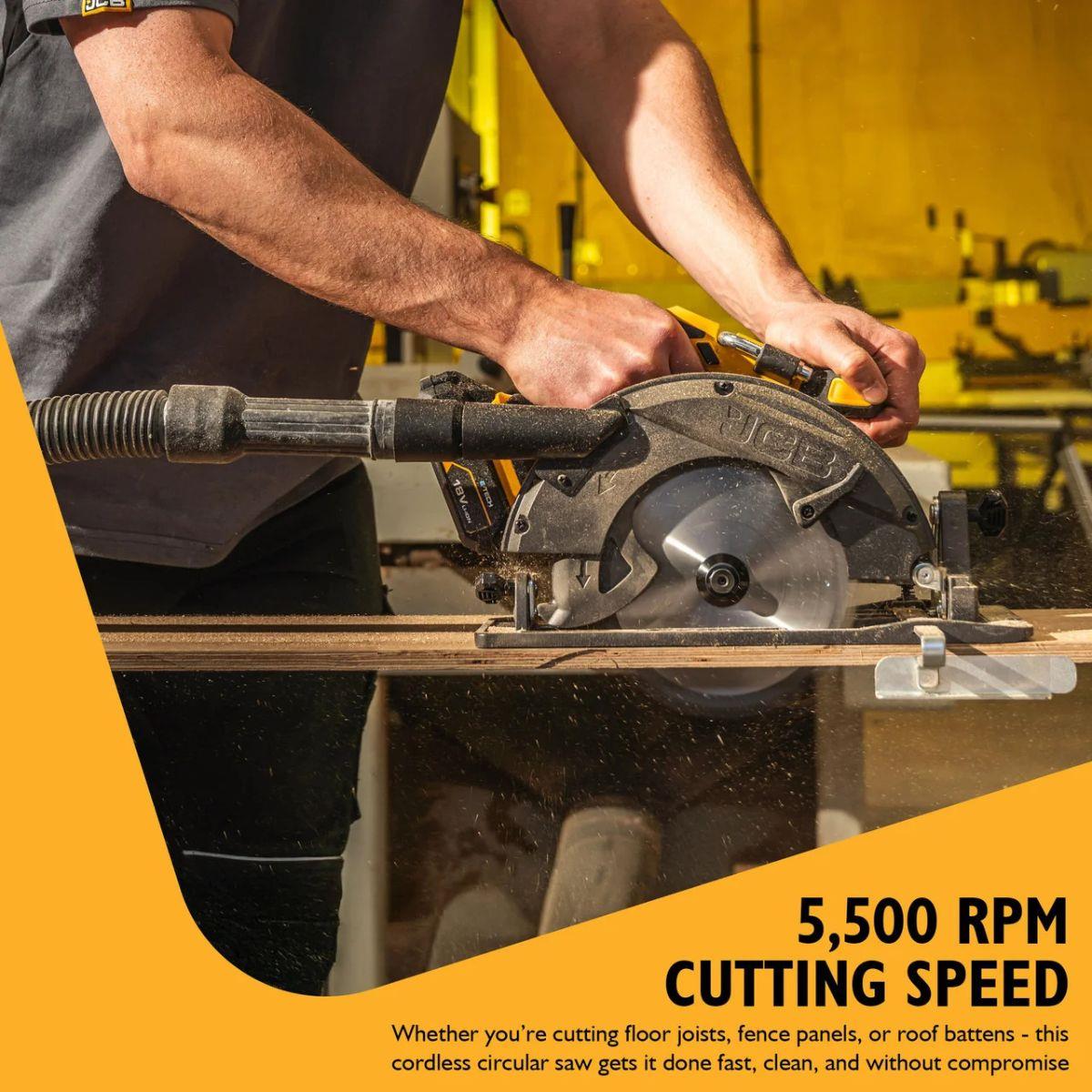 JCB-18PCS-185 18V Circular Saw 185mm & 60mm Cut Depth With 2 Blades Body Only