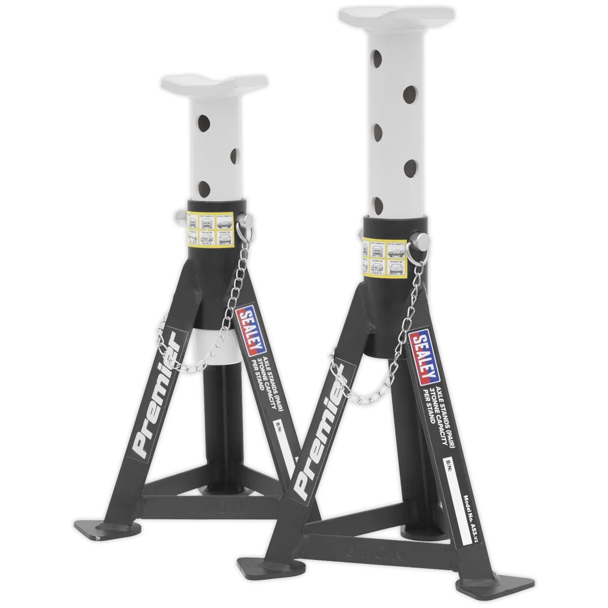 Sealey 3000CXDCOMBO1 Trolley Jack 3t & Axle Stands Pair 3t per Stand Combo