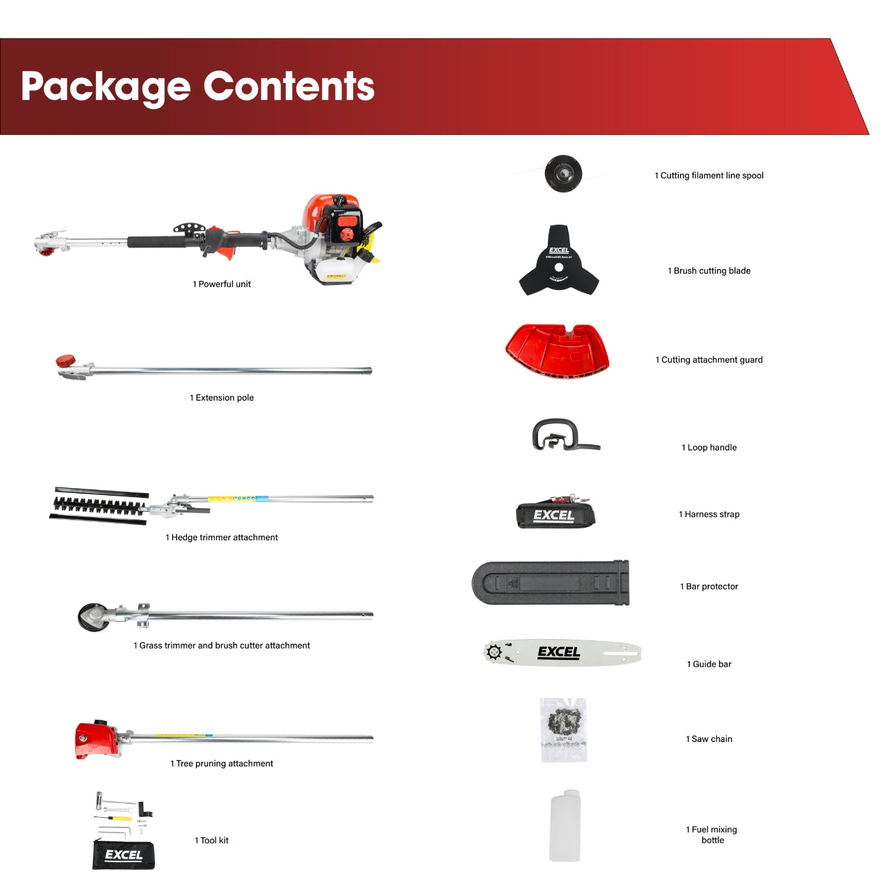 Excel 52cc Petrol 5 in 1 Garden Multi Tool