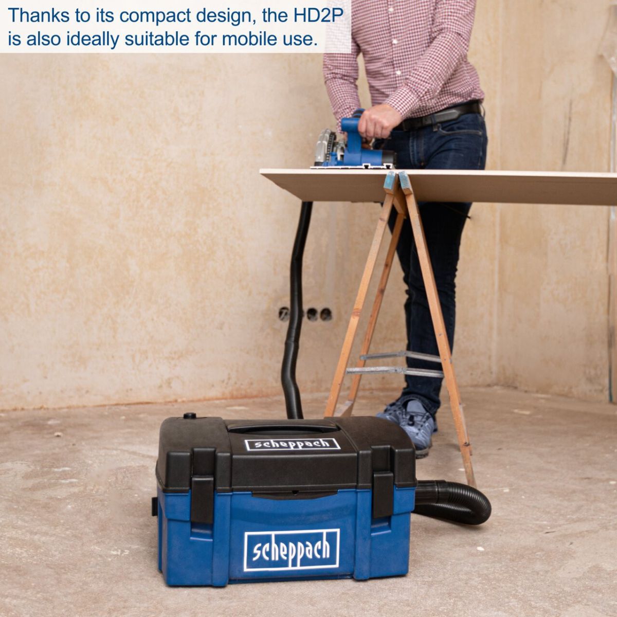 Scheppach HD2P Powerful 3-in-1 Dust Extractor, Vacuuming and Blowing 240V/1250W