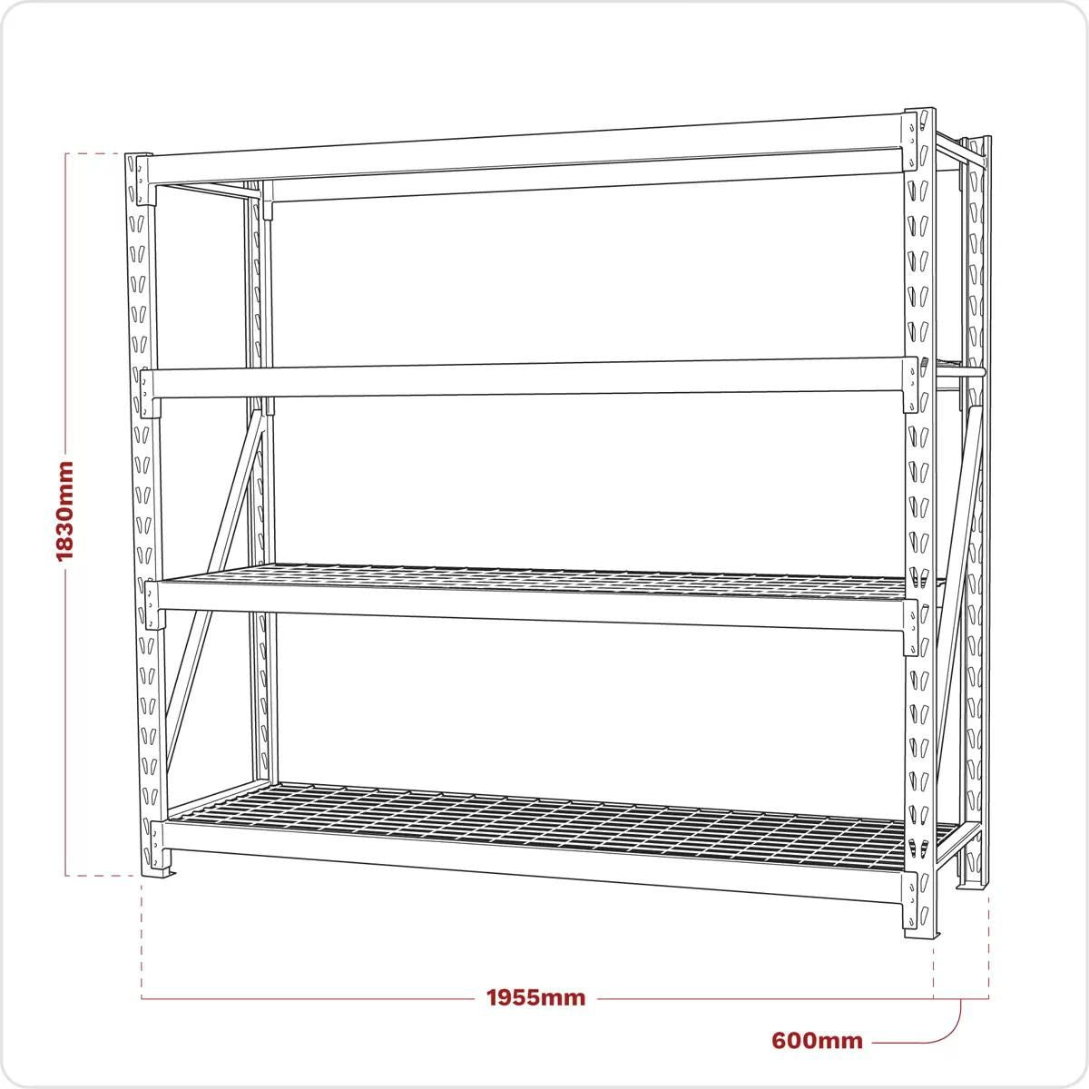 Sealey AP6572 Heavy-Duty Racking Unit with 4 Mesh Shelves 640kg Capacity Per Level