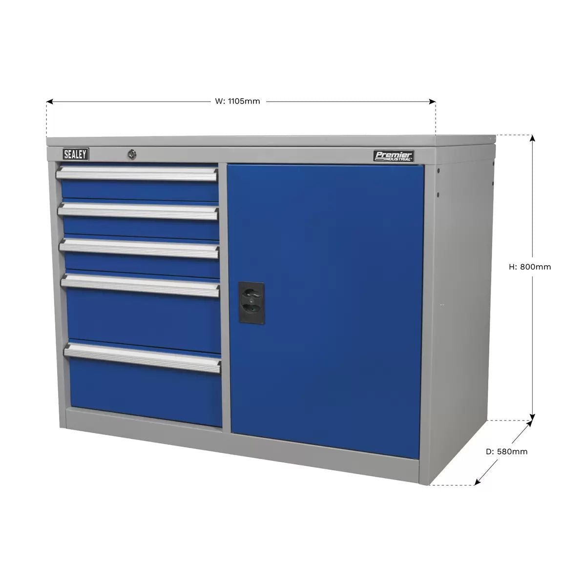 Sealey API1103B 5 Drawer & 1 Shelf Industrial Cabinet/Workstation