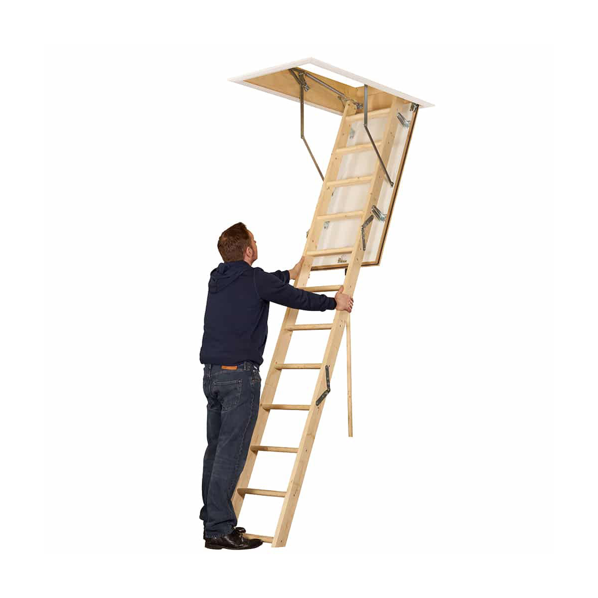 TB Davies EUROFOLD Timber Wooden Loft Ladder Safe, Easy to Install and Slip Resistant 1530-000