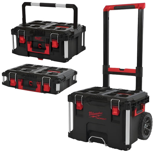 Milwaukee Packout Large Trolley Box With 22" Toolbox & Interior Organiser Trays Tool Case