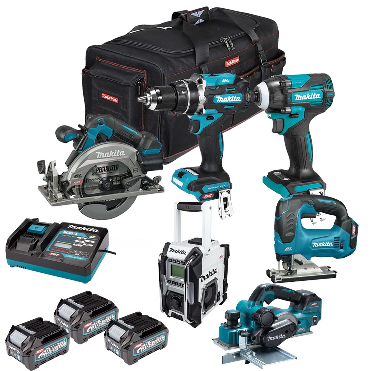Makita 40V 6 Piece Combo Kit with 3 x 2.5Ah Batteries & Charger T4TKIT-7724