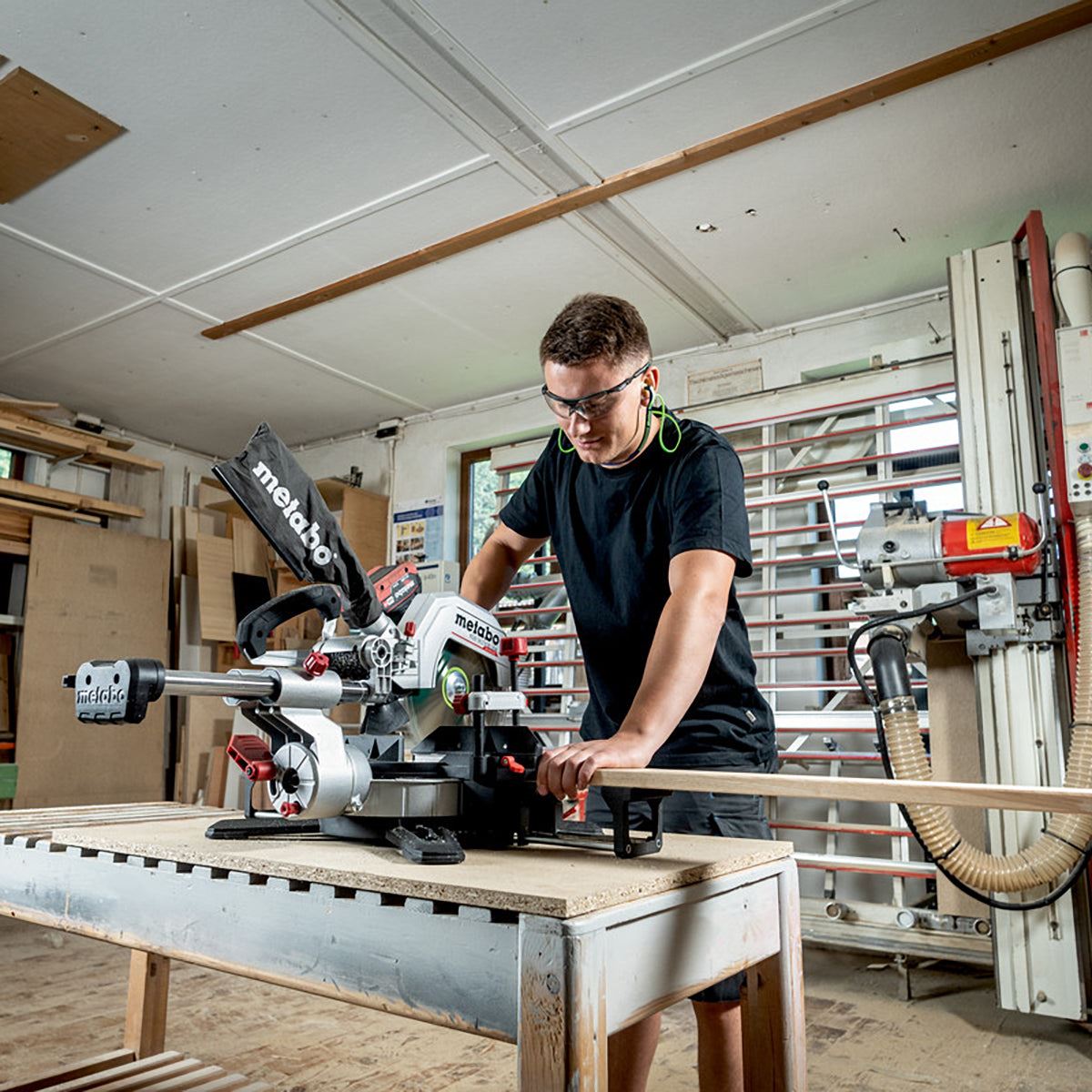 Metabo KGS 18 LTX BL 254 18V Brushless Sliding Mitre Saw with Universal Leg Stand