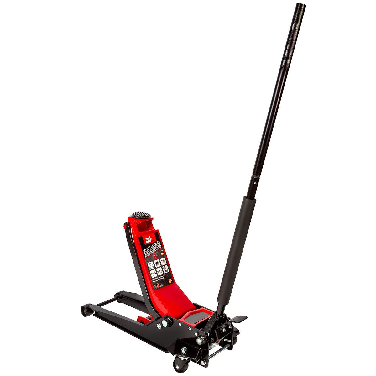 Big Red Torin 1.5-Ton Hydraulic Jack Ultra Low Profile, Lifting Range 70-610 mm