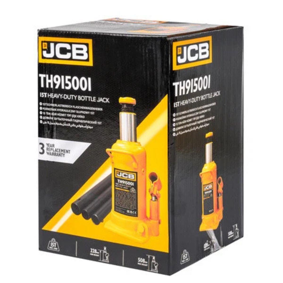 JCB-TH915001 15 Tonne Heavy-Duty Automotive Hydraulic Bottle Jack 508mm Maximum Lift