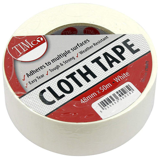 Timco CTWHITE Standard Cloth Tape White 50m x 48mm