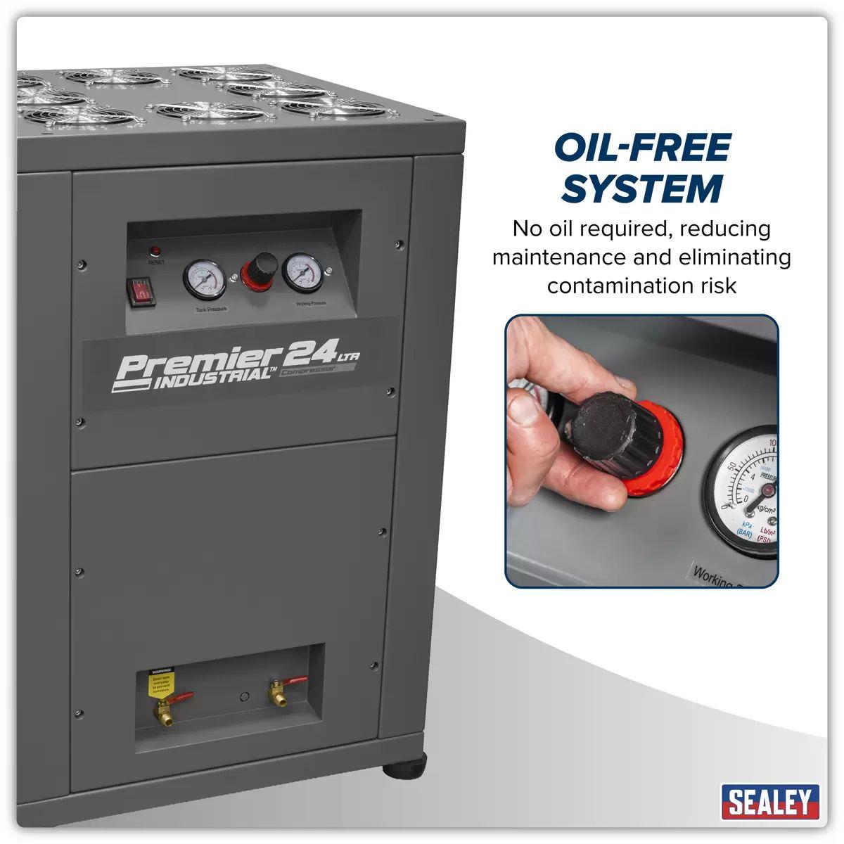 Sealey SAC01VLN 24L Oil Free Low Noise Direct Drive Air Compressor 3hp & 230V/13A