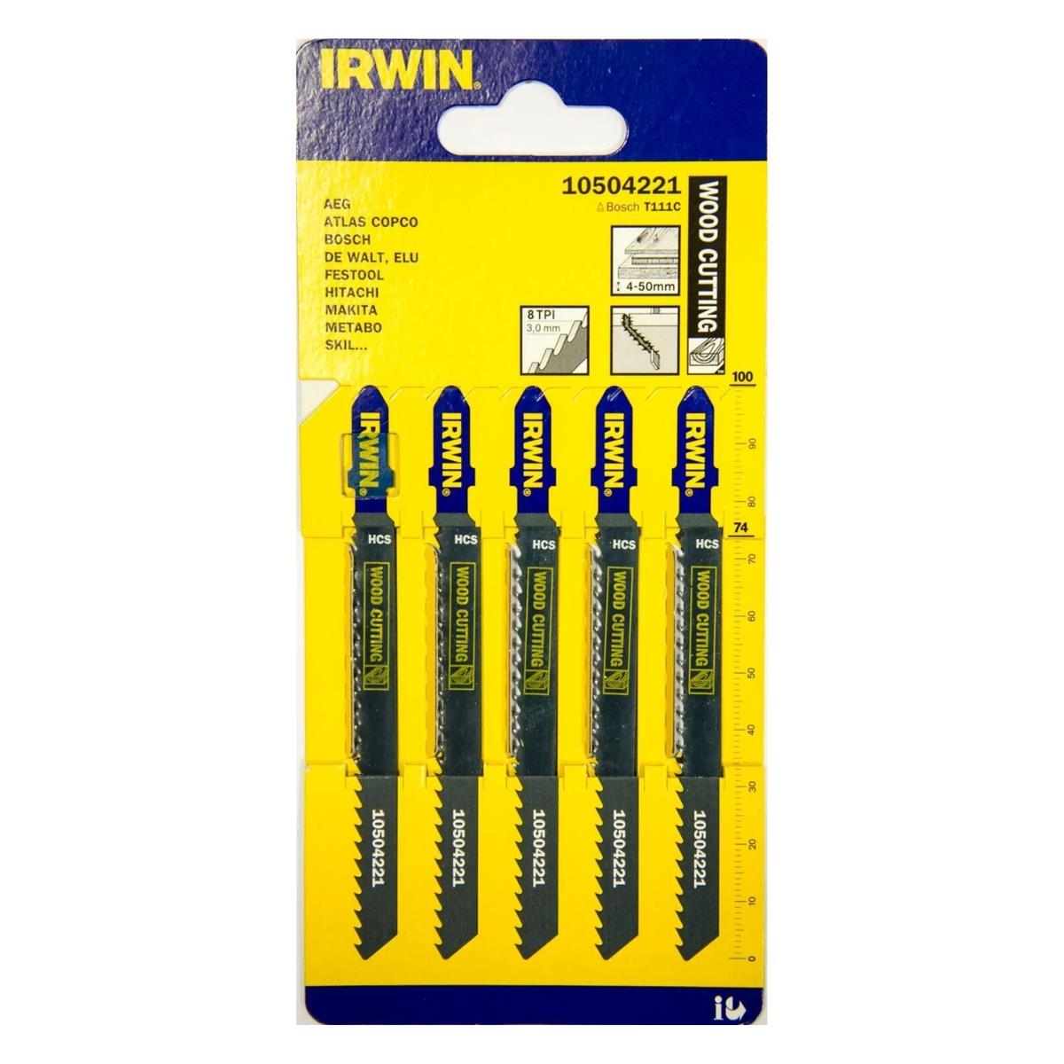 Irwin 10504221 T111C HSC Wood Jigsaw Blades Pack of 5