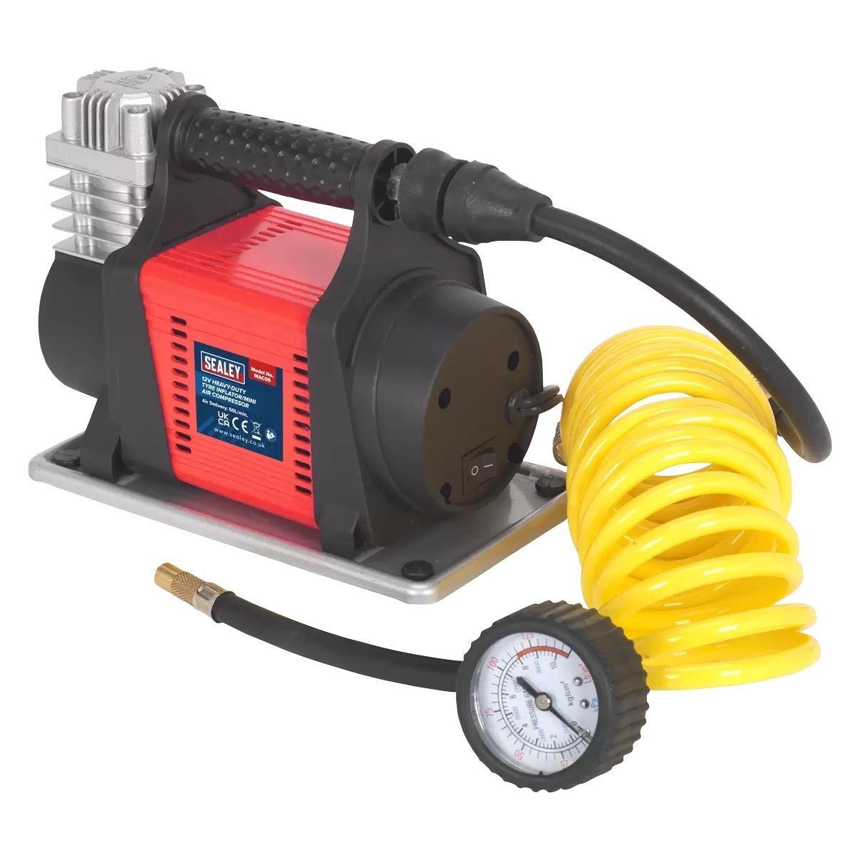 Sealey MAC05 12V Tyre Inflator/Mini Air Compressor Heavy-Duty