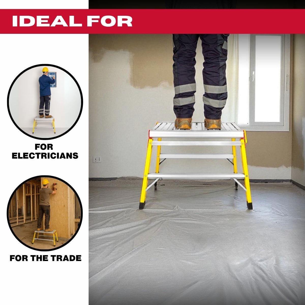 Excel Fibreglass Work Bench Platform Heavy Duty Folding Hop Up 600mm x 600mm