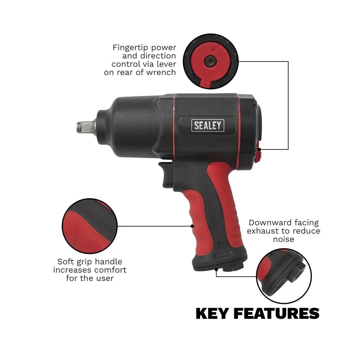 Sealey GSA6006 Composite Air Impact Wrench 1/2