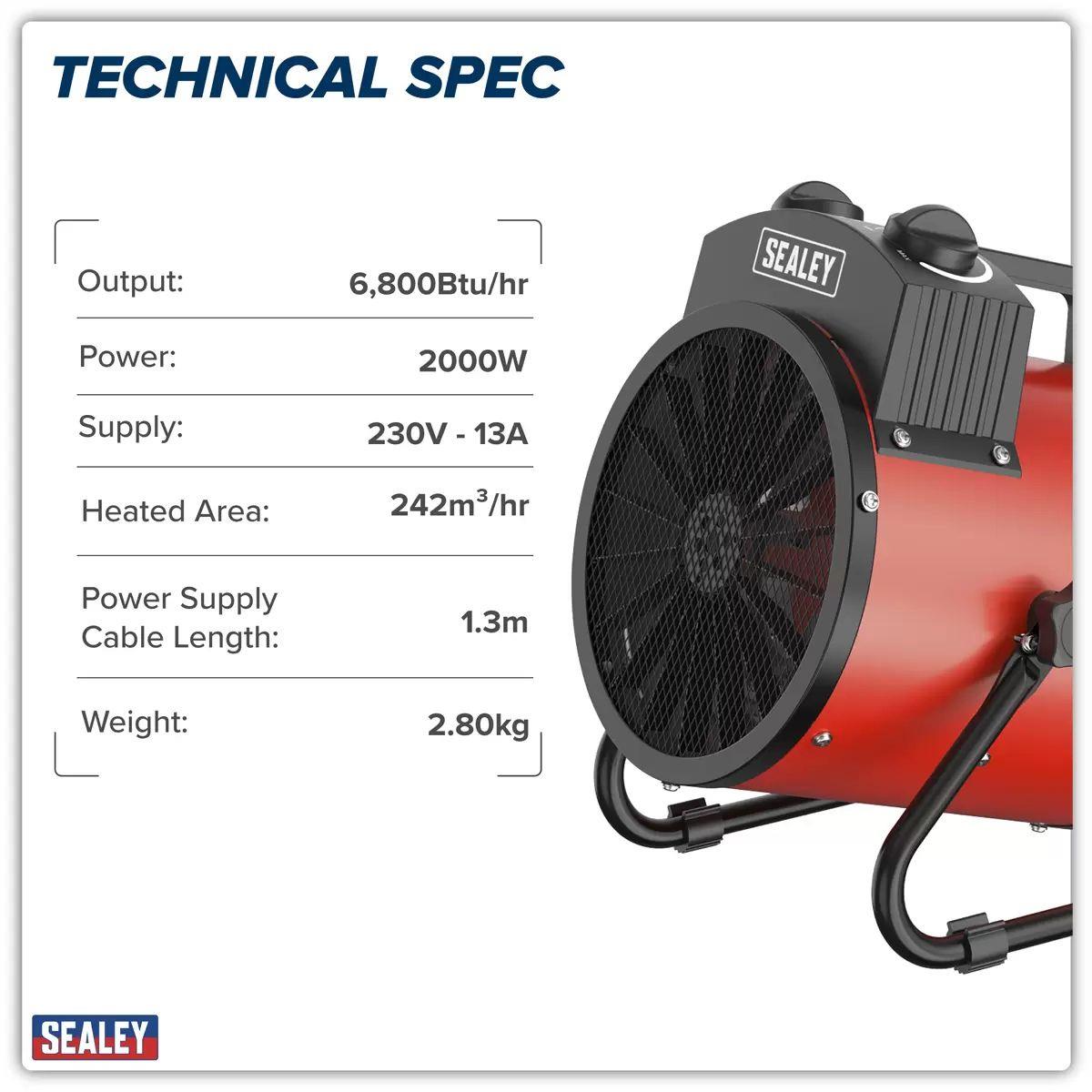 Sealey EH2001 Industrial Fan Heater High-Power Heating for Workshops & Garages 2kW