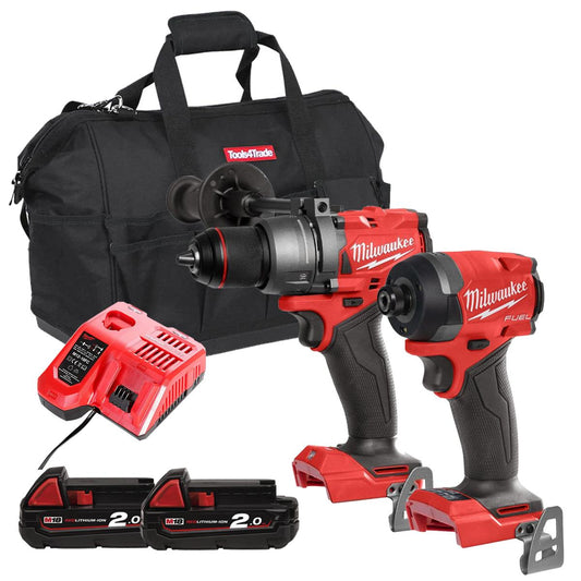 Milwaukee M18FPP2A12-502B M18 Fuel 18V Brushless Twin Kit with 2 x 2.0Ah Battery, Charger & Bag