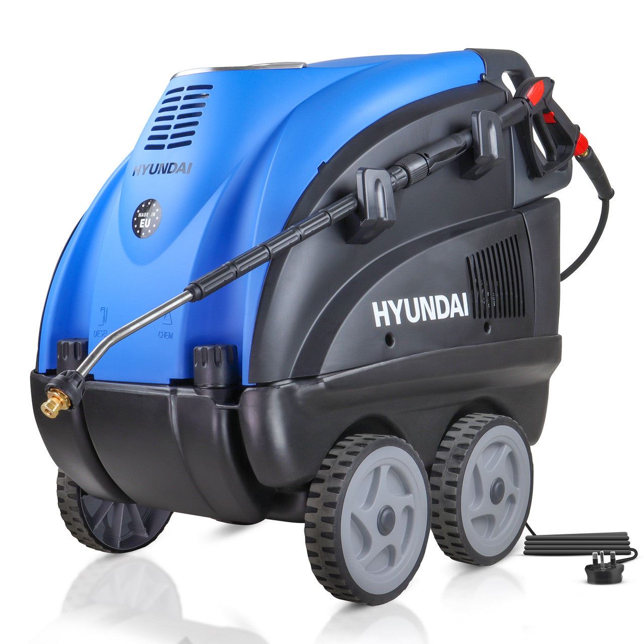 Hyundai HY155HPW-1 Hot Pressure Washer 110°C/2.8kW Commercial Triplex Power Jet Washer 2610psi & 180bar