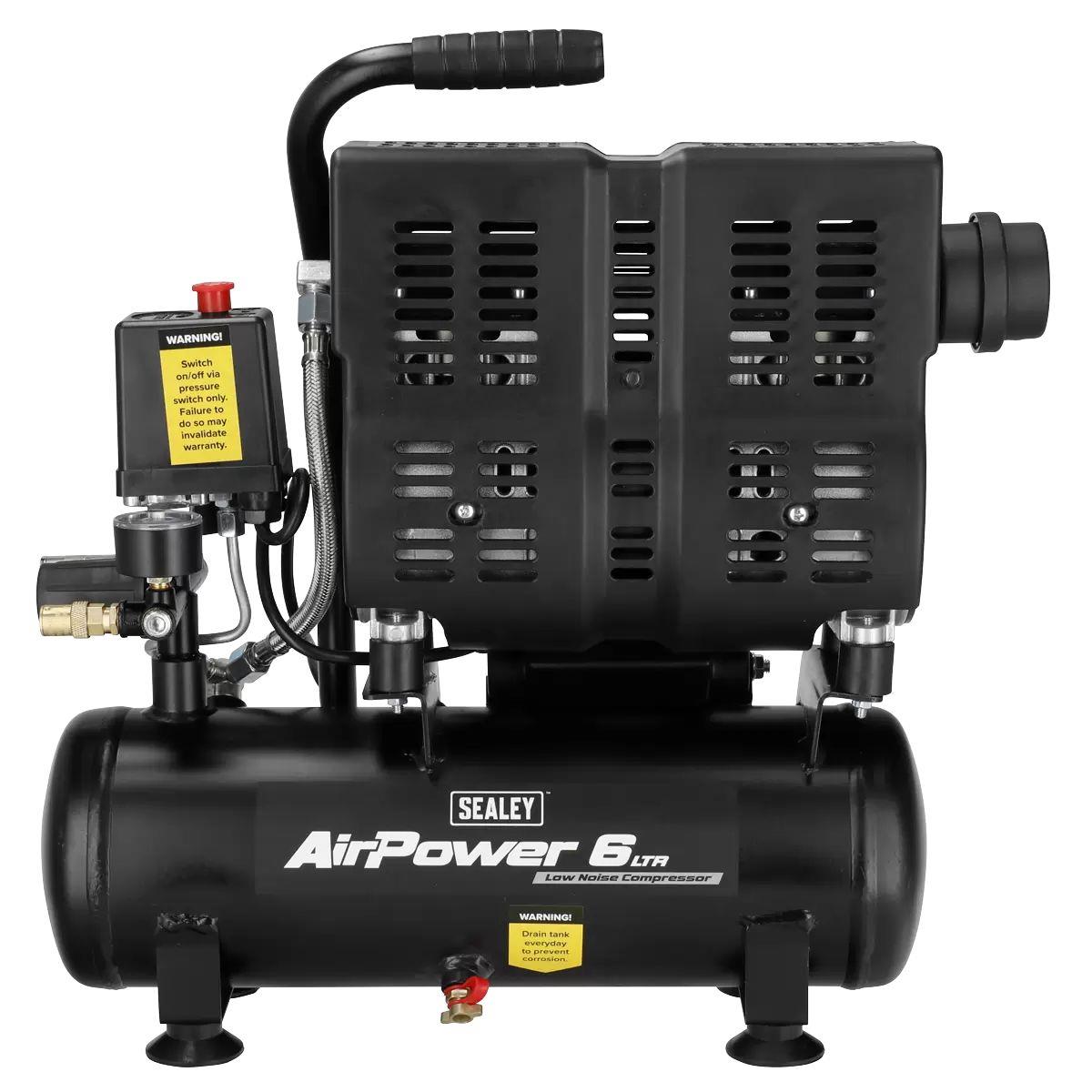 Sealey SAC6000S 6L Oil Free Low Noise Direct Drive Air Compressor 1hp & 230V/13A