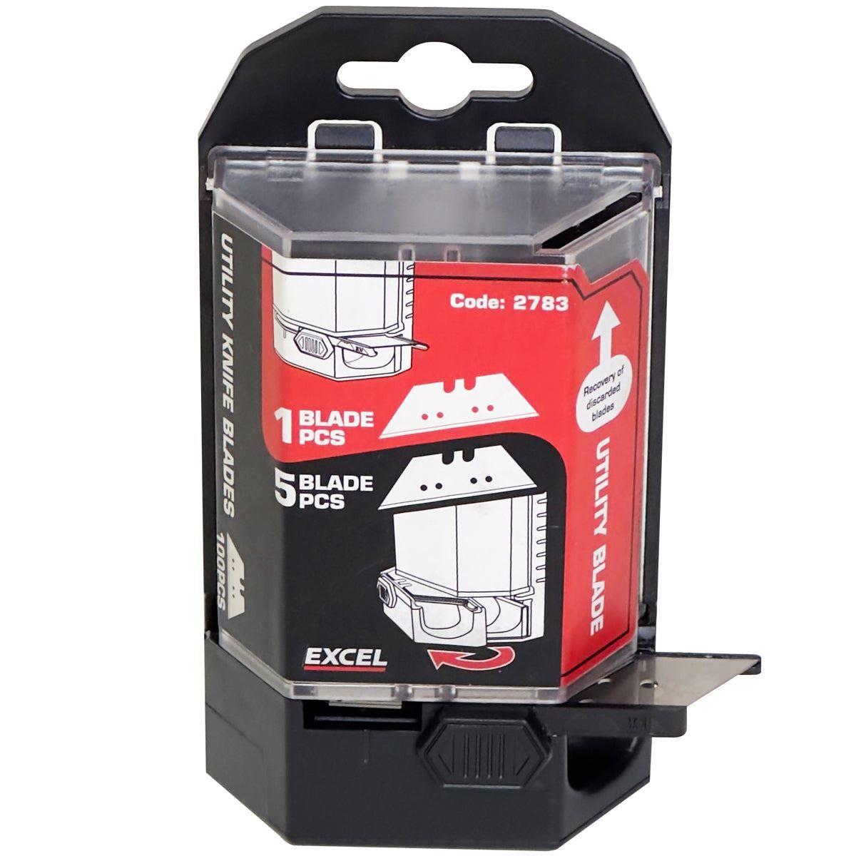 Excel Auto Reload Utility Knife & 5 Blades with Dispenser 100 Piece