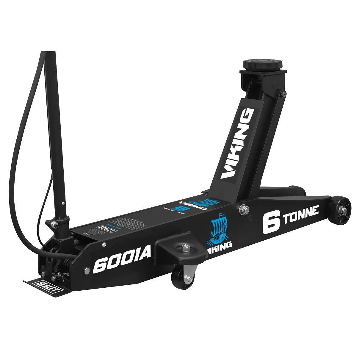Sealey 6001A Viking Professional Long Reach Air/Manual Operation Trolley Jack with Rocket Lift 6 Tonne