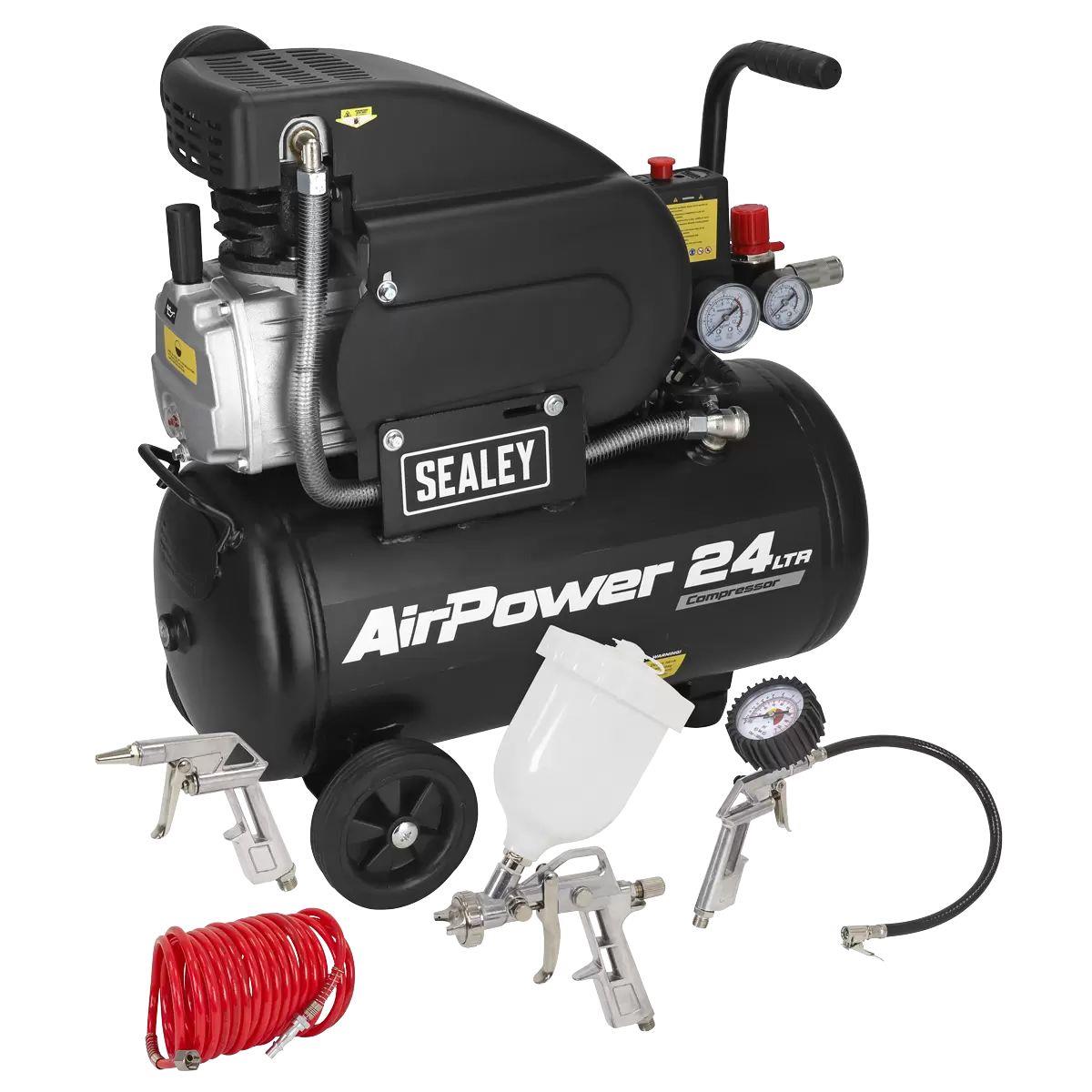 Sealey SAC2420APK 24L Direct Drive Air Compressor 230V/13A With 4pc Air Accessory Kit