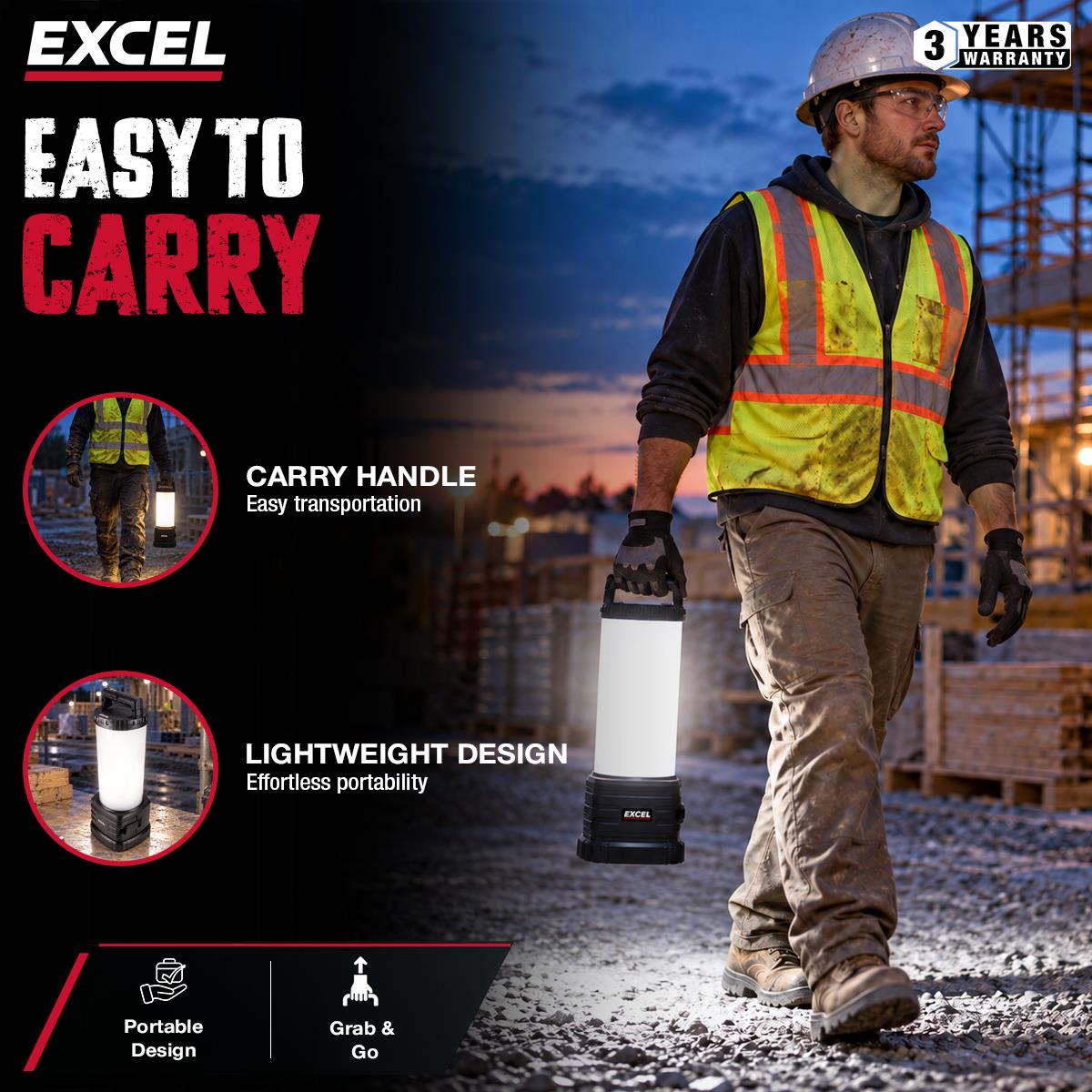 Excel 18V/240V 9600 Lumens Hybrid 360° Site Light