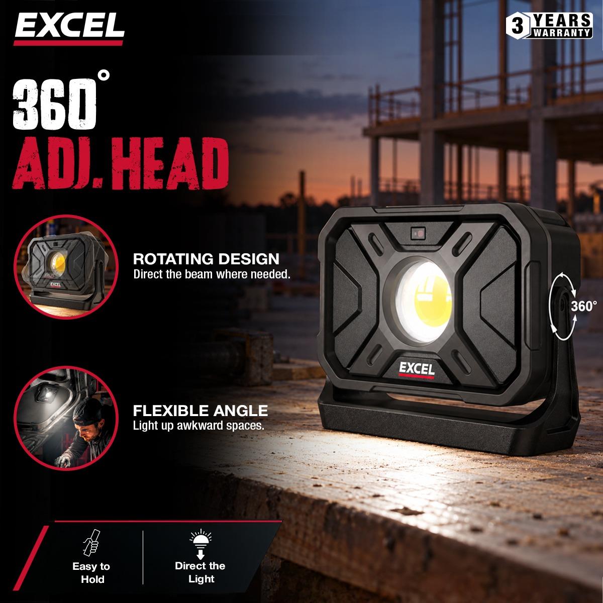 Excel 2000 Lumens LED Magnetic Rechargeable Work Light