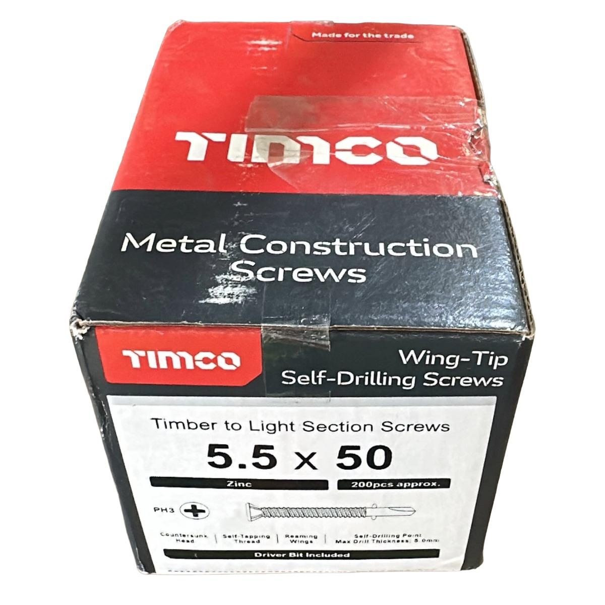 Timco LW50B Wing-Tip Self-Drilling Screws 5.5 x 50 Pack of 200 Pieces Item Condition Box Opened Never Used