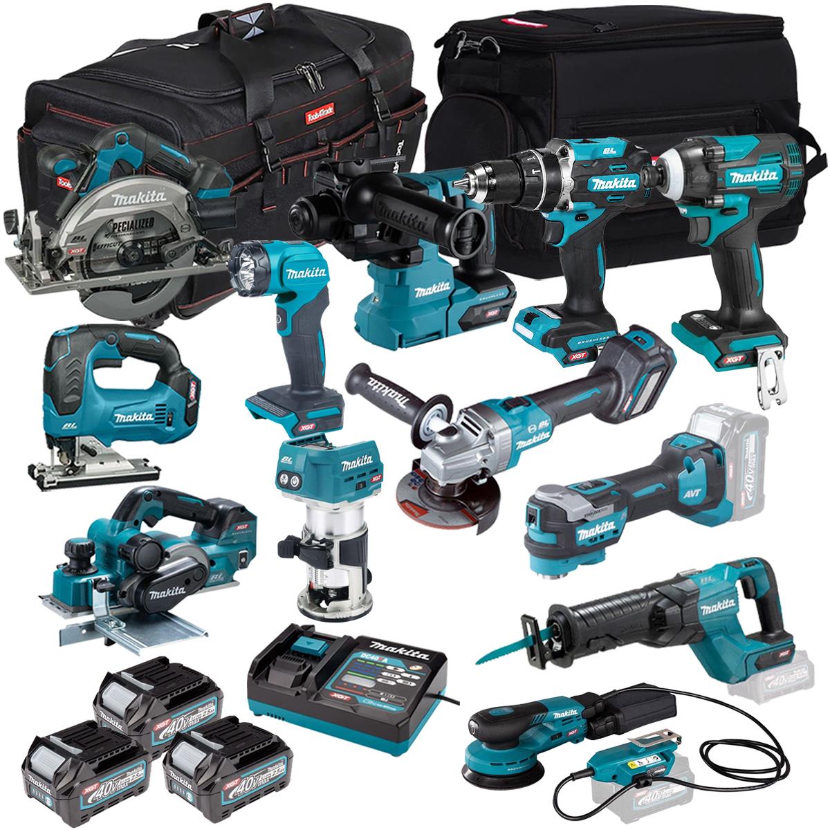 Makita 40V 12 Piece Combo Kit with 3 x 2.5Ah Batteries & Charger T4TKIT-7147