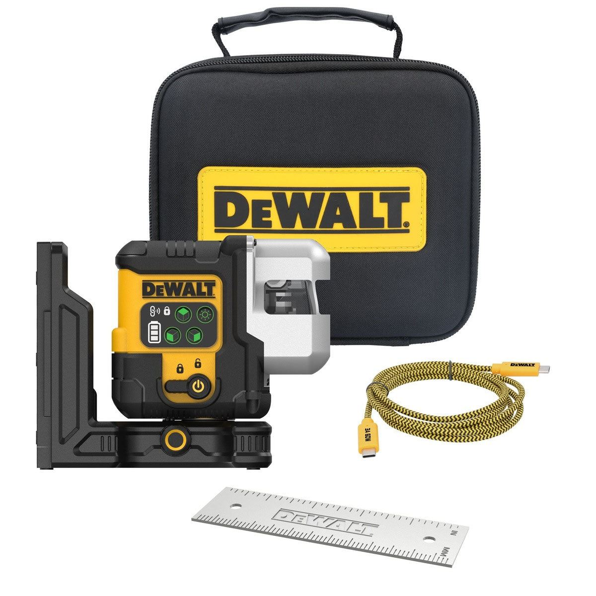 Dewalt DCLE14301GB-XJ USB 3 x 180 Degree Green Beam Laser Level Body Only with Case