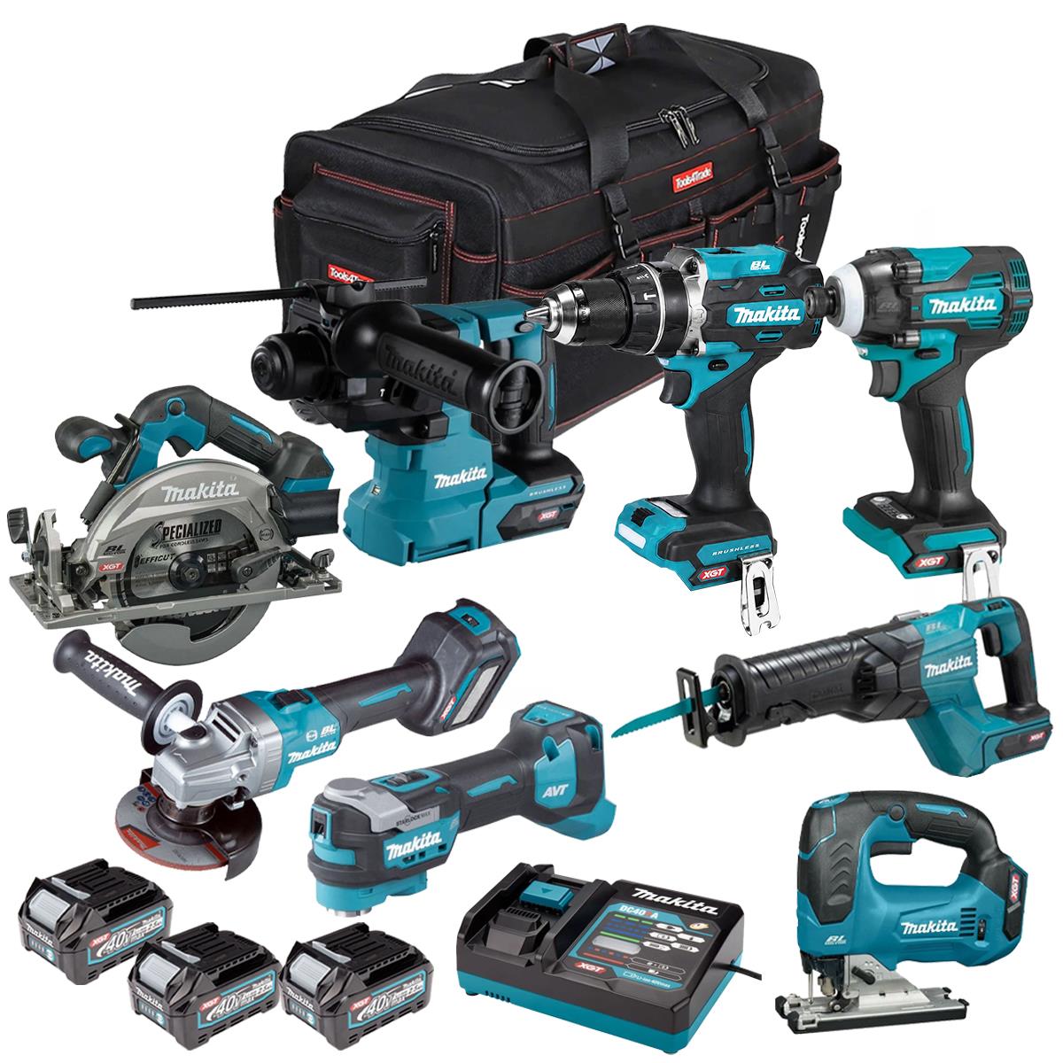 Makita 40V 8 Piece Combo Kit with 3 x 2.5Ah Batteries & Charger T4TKIT-6959
