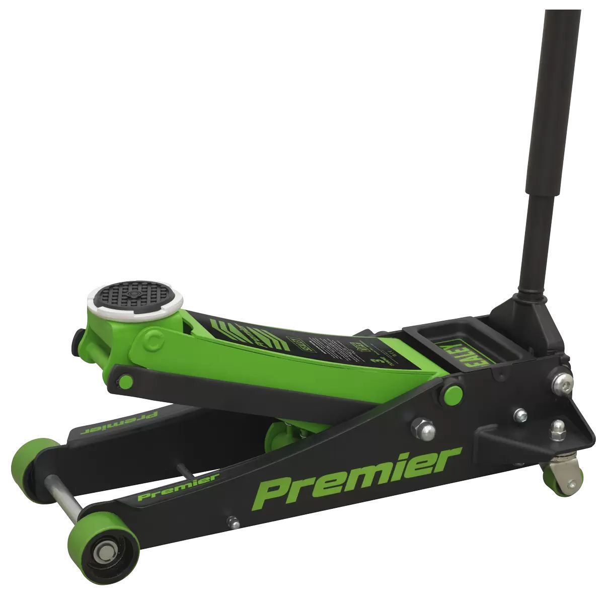 Sealey 3040AG Trolley Jack 3tonne Workshop Rocket Lift Green PU Wheels