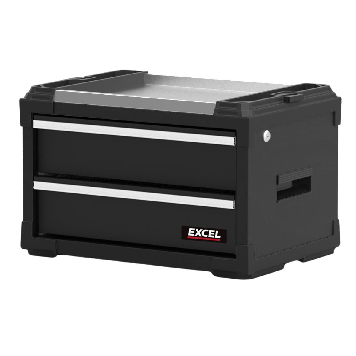 Excel 6 Drawer Modular Rolling Tool Box Stackable with Stainless Steel Worktop