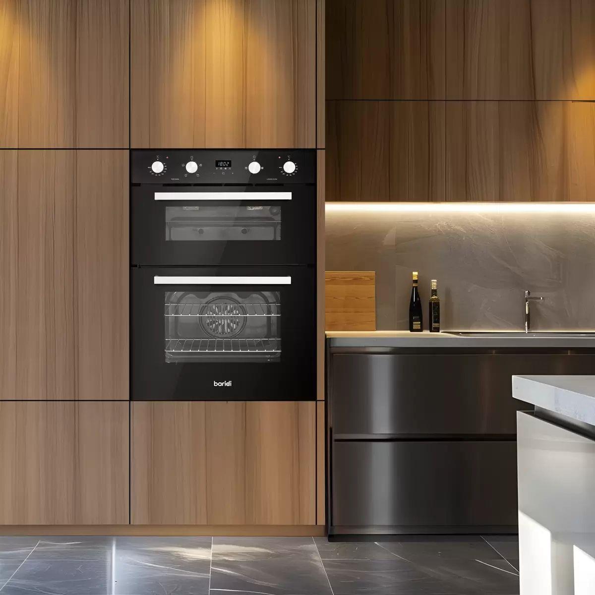 Sealey DH278 Baridi 72cm Built-Under Double Oven, 74L Capacity, Energy Rating A Black 240V