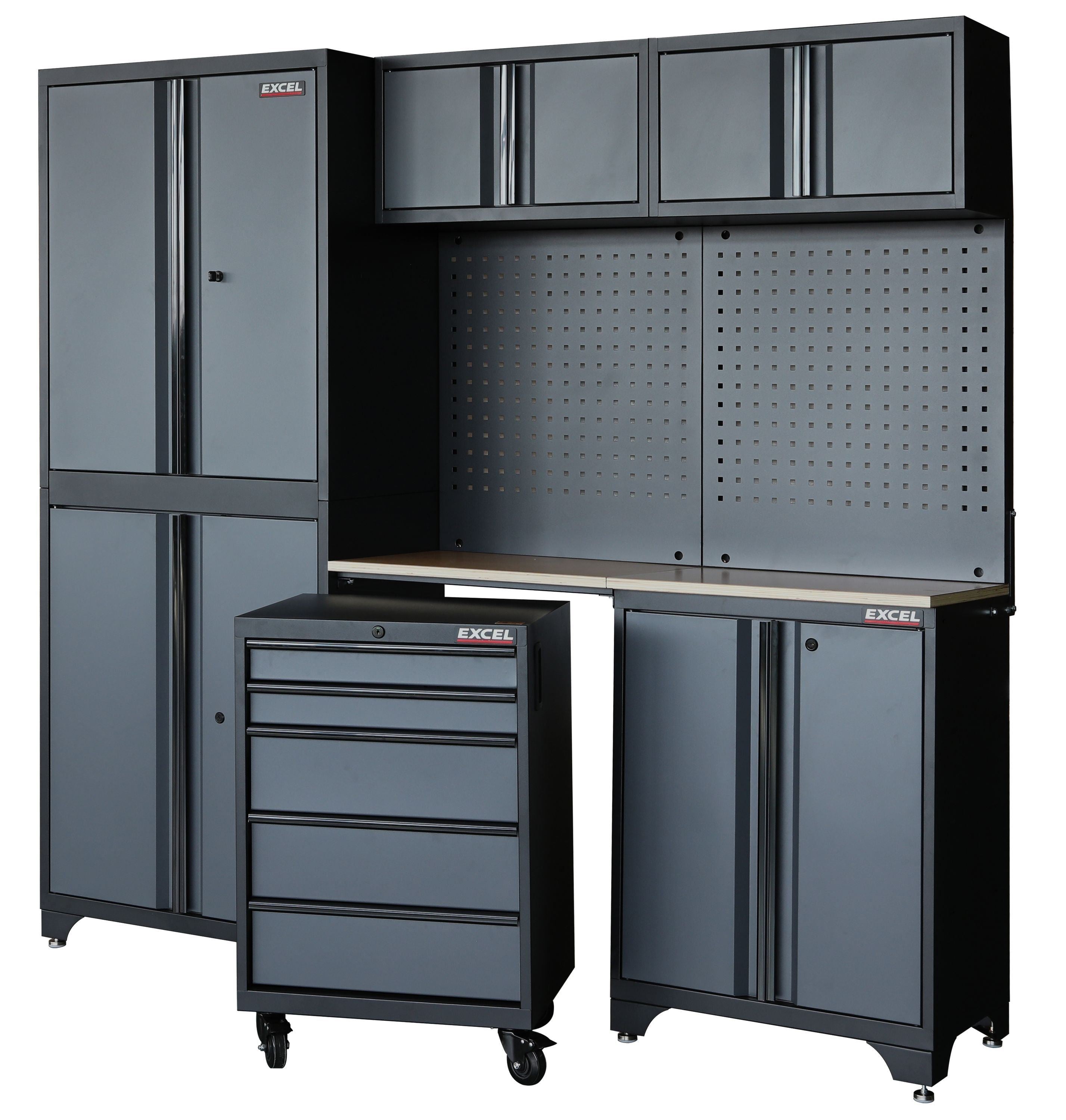 Excel 7-Piece Garage Storage Cabinet System with Worktop